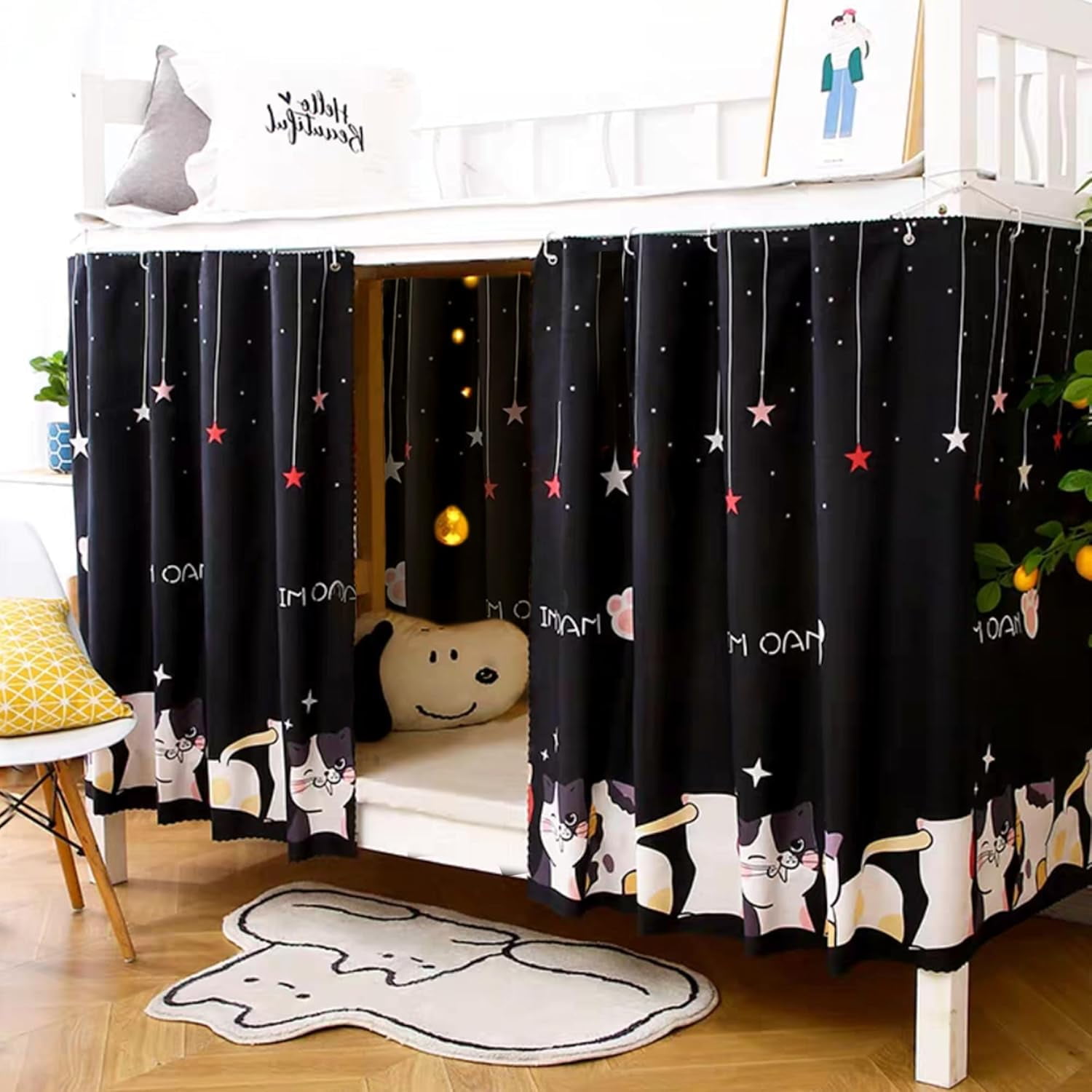 CAILDANL Dorm Twin Bunk Bed Drapes for Bottom Bunk Bed Privacy Curtains ...