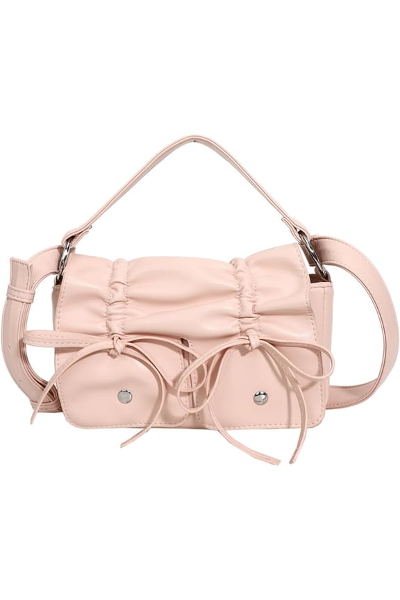 Drawstring Bow Purse Y2K Shoulder Bag Vintage Bow Trend Crossbody Purse Satchel Bag Cute Handbag for Women