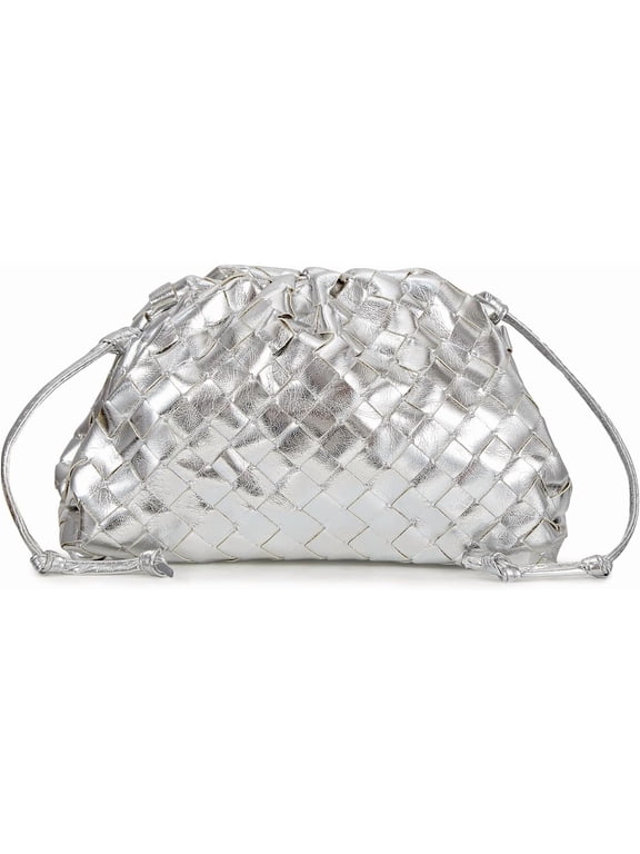 Dressy Pleated Vegan Leather Clutch Purse Super Soft Cloud Dumpling Clutch Bag for Women PU Evening Purse Handbag