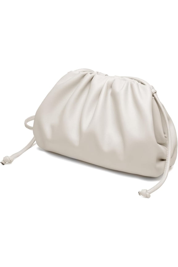 Dressy Pleated Vegan Leather Clutch Purse Super Soft Cloud Dumpling Clutch Bag for Women PU Evening Purse Handbag