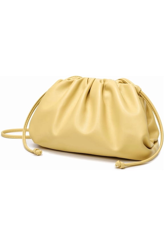Dressy Pleated Vegan Leather Clutch Purse Super Soft Cloud Dumpling Clutch Bag for Women PU Evening Purse Handbag