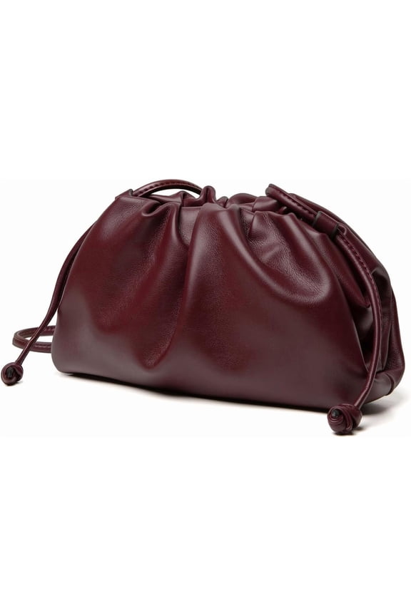 Dressy Pleated Vegan Leather Clutch Purse Super Soft Cloud Dumpling Clutch Bag for Women PU Evening Purse Handbag