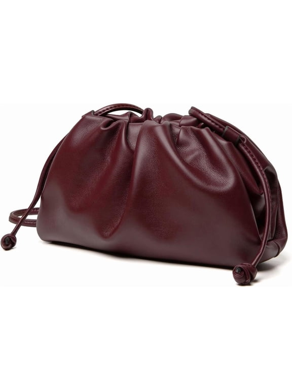 Dressy Pleated Vegan Leather Clutch Purse Super Soft Cloud Dumpling Clutch Bag for Women PU Evening Purse Handbag