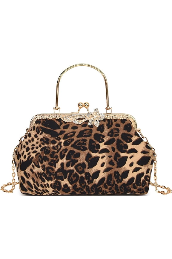 Evening Bag Small Clutch Purses Leopard Purse Formal Wedding Handbag for Women Fashion Crossbody Bags With Chain
