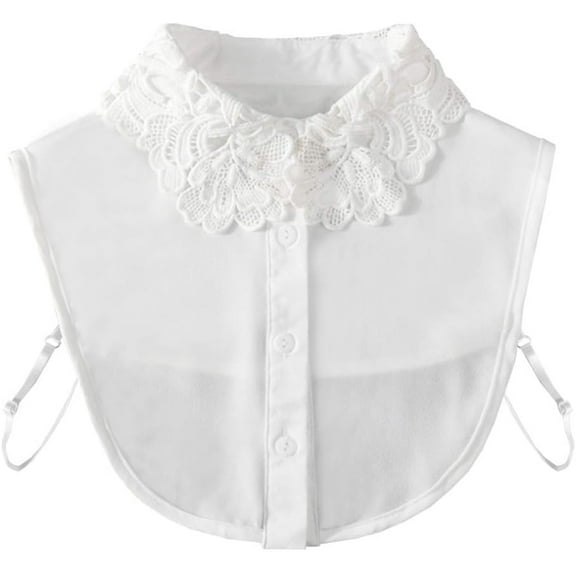 CAILDANL Fake Collar Lace Flower Embroidery Half Shirt Detachable Chiffon Cotton False Collar
