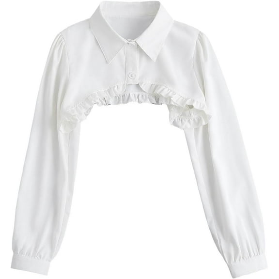 CAILDANL Fake Collar Long Sleeves Detachable Half Shirt Victorian Blouse Top for Women