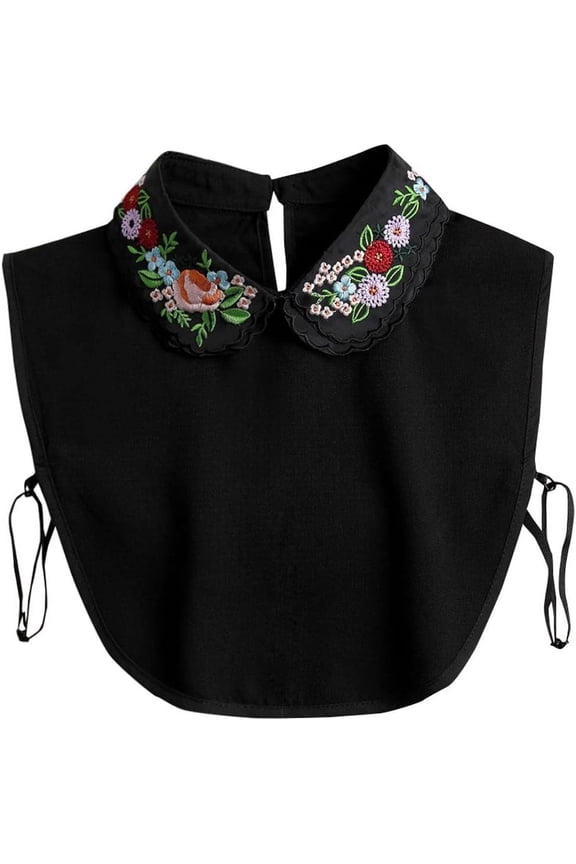 False Collar Detachable Half Shirt Blouse Fake Collar Embroidery Bow Knot Elegant Design for Women Girls