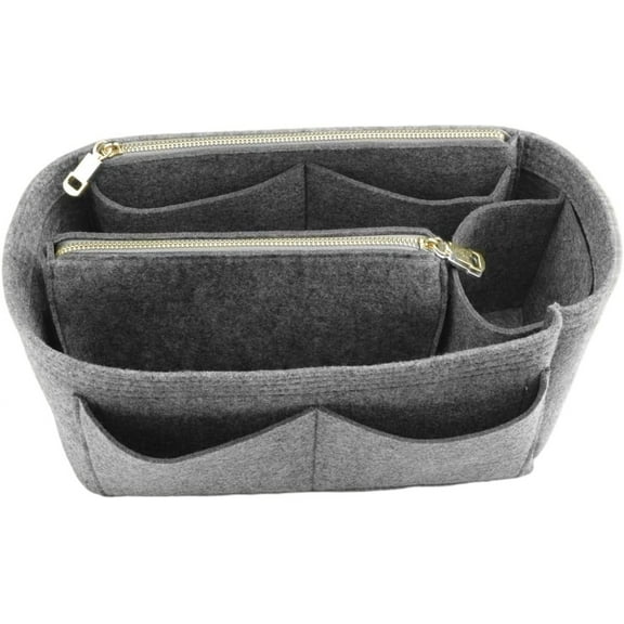 CAILDANL Felt Purse Bag Organizer Insert with zipper Bag Tote Shaper Fit Speedy Neverful PM MM
