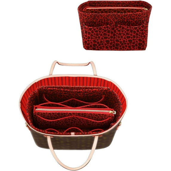 CAILDANL Felt Purse Bag Organizer Insert with zipper Bag Tote Shaper Fit Speedy Neverful PM MM
