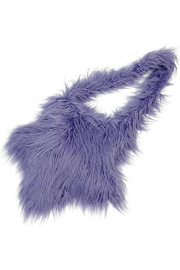 Fluffy Tote Bag Faux Fur Crossbody Bag Purse Y2K Shoulder Bag Furry Purse Star Shaped Bag for Women