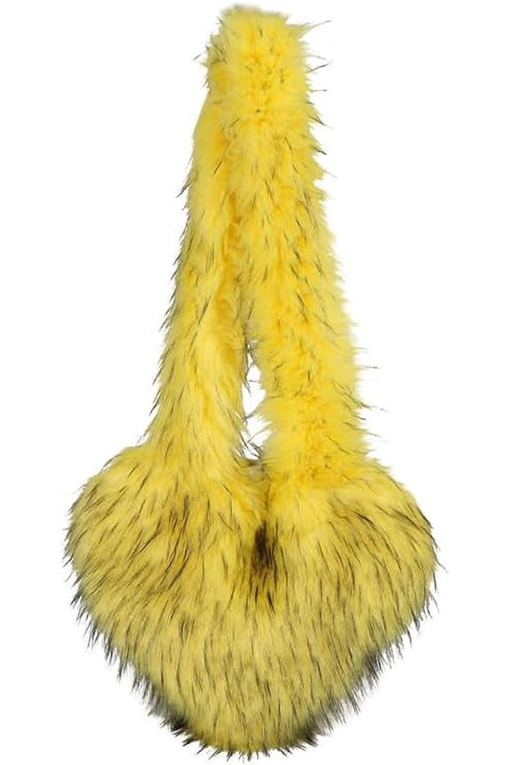 Fluffy Tote Bag Heart Purse Faux Fur Crossbody Bag Purse Y2K Shoulder Bag Furry Purse for Women