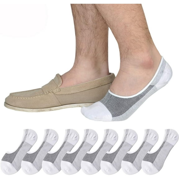 CAILDANL Genuine Mens No Show Socks, Loafer Sneakers Low Cut Cotton Socks With Non Slip Grips