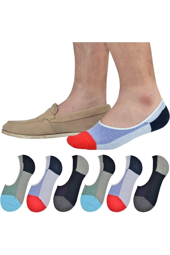 Genuine Mens No Show Socks, Loafer Sneakers Low Cut Cotton Socks With Non Slip Grips
