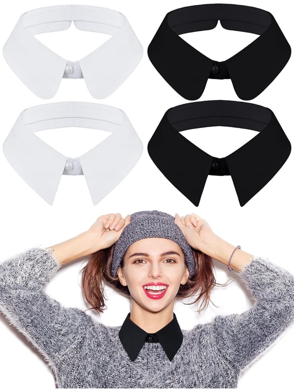 Giegxin 4 Pcs Rhinestone Fake Collar Collar for Women Embellished Detachable Collar Half Shirt Blouse False Collar