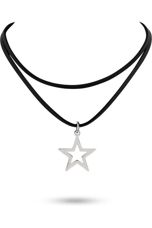 Gothic Boho Layered Star Choker Necklace, Black Choker, Choker Necklace for Women, Boho Necklace, Gothic Choker, New Year Jewelry Gift for Women