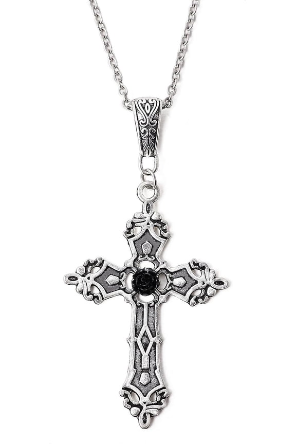 Gothic Cross Necklace, Zinc Alloy Black Cross Necklace, Cross Necklace for Women, Gothic Necklace, Y2k Necklace, Vintage Necklace, Goth Jewelry Gift for Women (Cross)