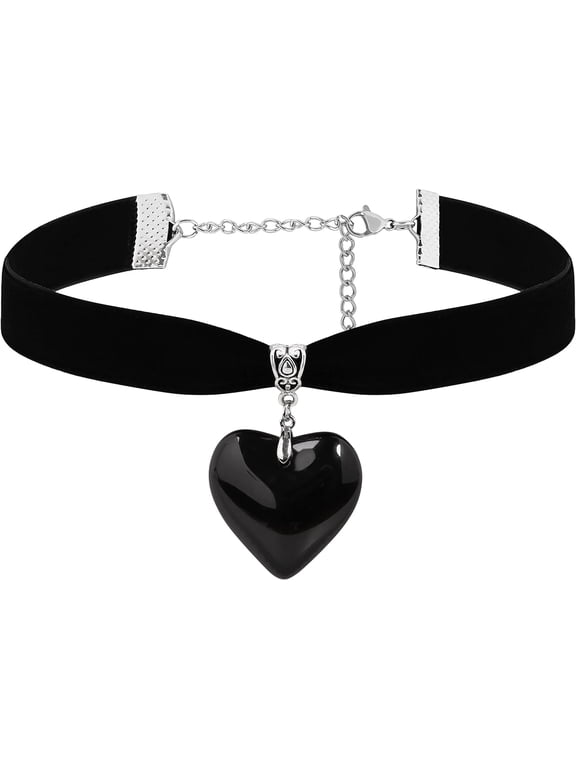 Gothic Heart Choker Necklace, Black Velvet Choker, Gothic Choker, Goth Choker, Vintage Necklace, Y2k Aesthetic Necklace, Jewelry Gift for Women