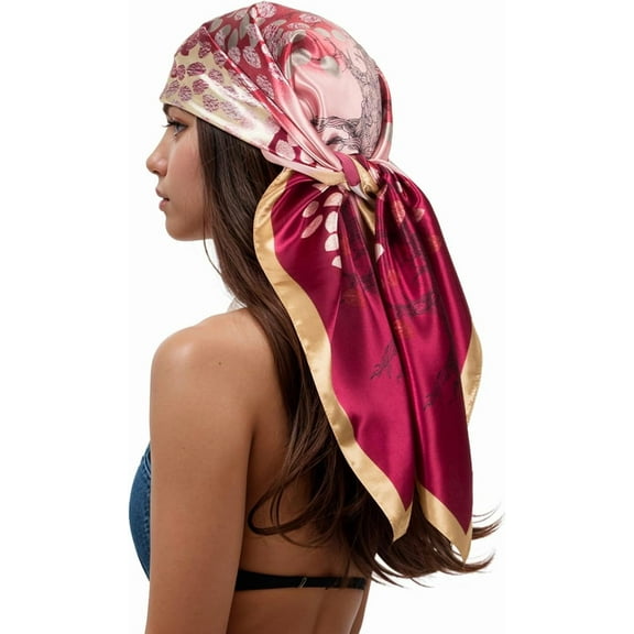 CAILDANL Head Scarf for Women Like Silk Scarf Hair Scarf Printed Square Scarf Bandanas for Women 35 Inches
