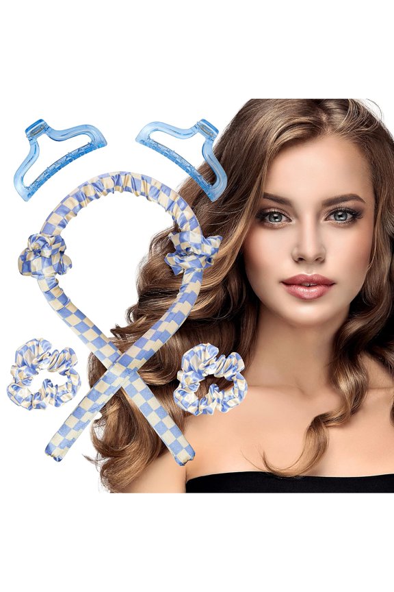 Heatless Curling Rod Silk Headband, No Heat Curls Rollers, Curlers with Ribbons Sleeping Soft Wave Hair Curler DIY Hair Styling Tools Formers for Long Medium Hair (Tie Dyed - Amber)