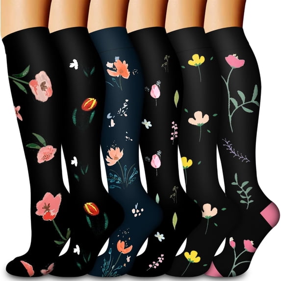 CAILDANL Hebe Compression Socks for Women & Men Circulation(6 pairs)-Graduated Supports Socks for Running, Athletic Sports