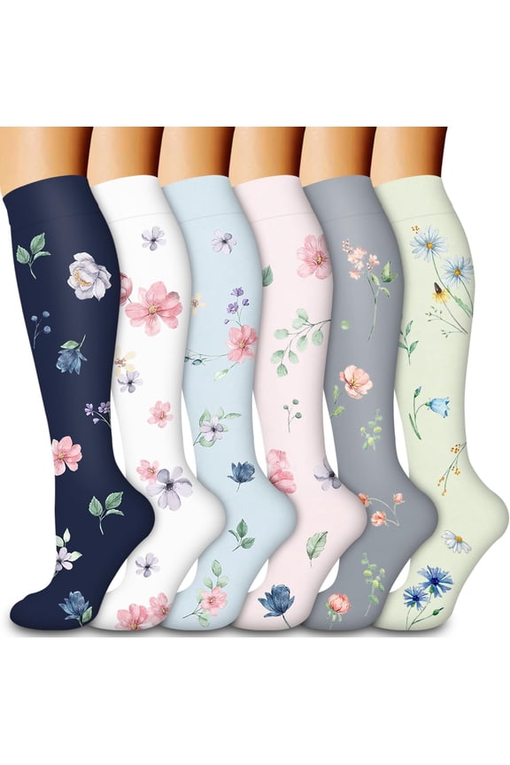 Hebe Compression Socks for Women & Men Circulation(6 pairs)-Graduated Supports Socks for Running, Athletic Sports