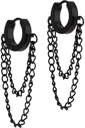 Huggie Hoop Chain Earrings, Gothic Earrings, Grunge Earrings, Punk Earrings, Jewelry Gifts for Women