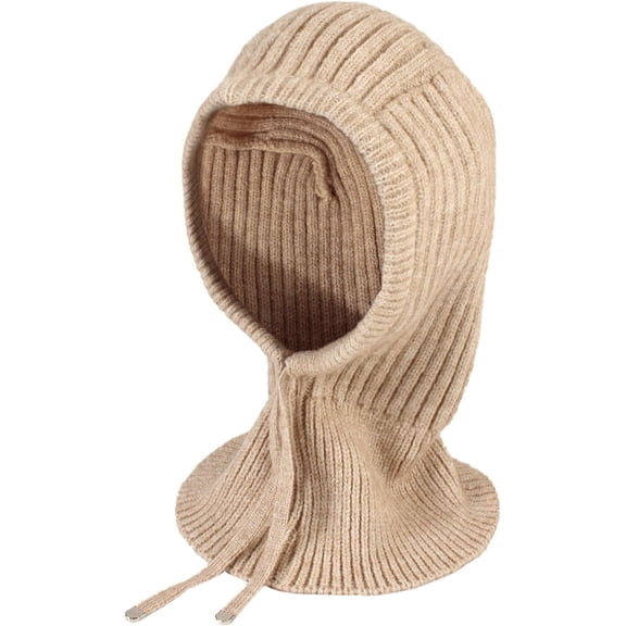 CAILDANL Knit Winter Hats for Women Warm Hooded Scarf for Men and Women Beanie Hat with Drawstring Skull Cap