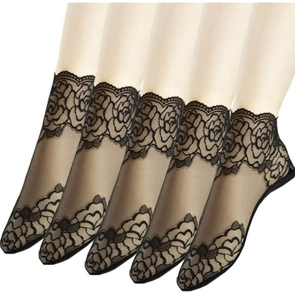 CAILDANL Lace Ankle Socks For Women - 5Pairs ruffle socks women - Fishnet Ankle Women Socks