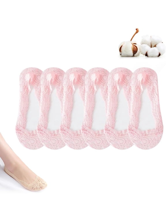 Lace No Show Liner Socks for Women, Ladies Low Cut Socks Invisible Summer Thin Sock, Lightweight Lace Trim
