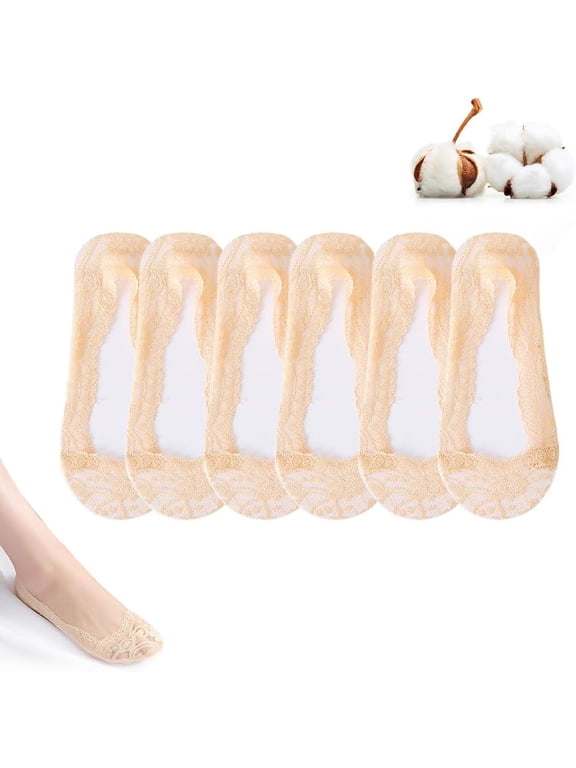 Lace No Show Liner Socks for Women, Ladies Low Cut Socks Invisible Summer Thin Sock, Lightweight Lace Trim
