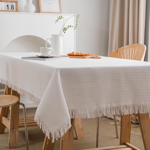 CAILDANL Lace Table Cloth Rectangle Outdoor Party Table White Table Cover Tablecloth for Table Rustic Farmhouse Kitchen Coffee Table Cover Cloth Round Table Cloths 51"x71"White Diamond