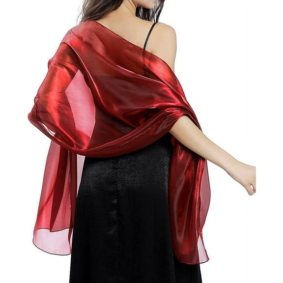 CAILDANL Ladiery Silky Shawls and Wraps for Evening Dresses: Women Sheer Soft Bridesmaid Wedding Formal Party Organza Shawl