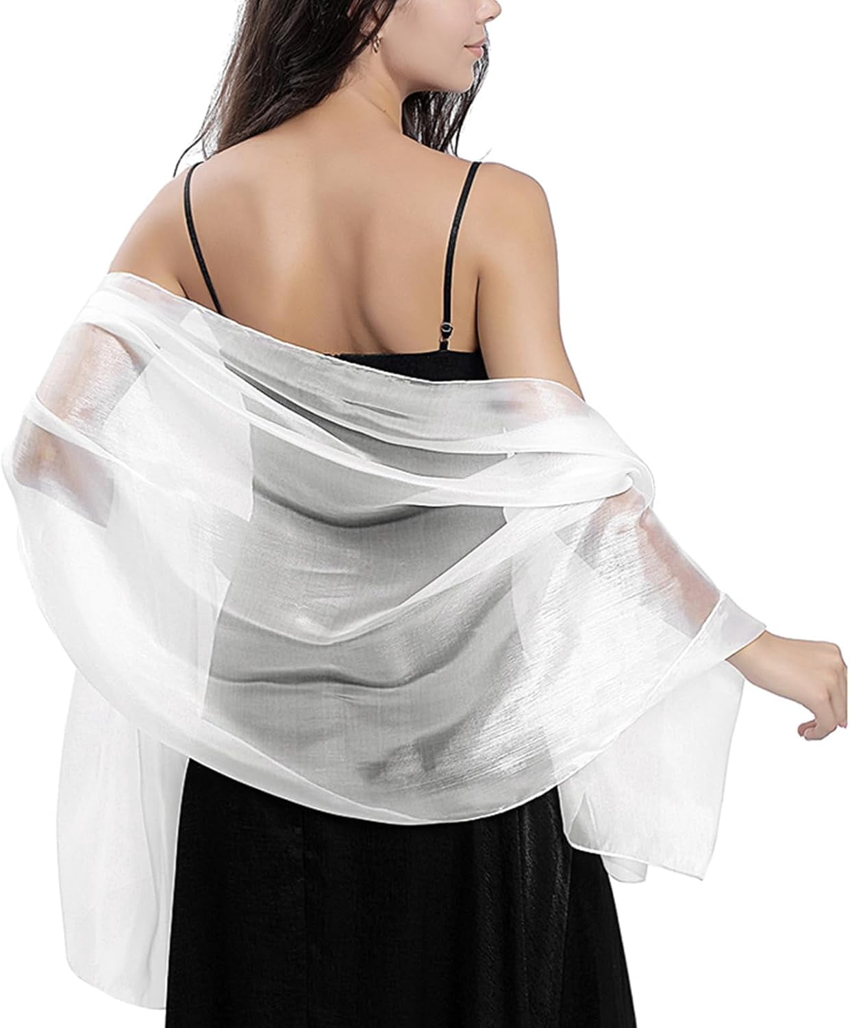 shawl for backless dress Tulle Shawl with Appliques Lace CJ0118 main image 1