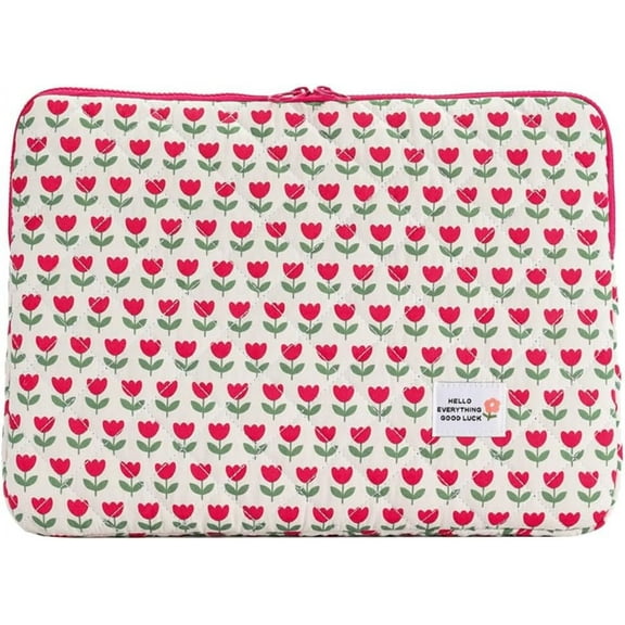 CAILDANL Laptop Sleeve 11-15 inch Puffy Quilted Floral Laptop Case Coquette Aesthetic Puffy Laptop Sleeve Shockproof Cover for iPad Computer Tablet