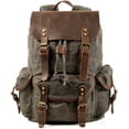 thumbnail image 1 of CAILDANL Leather Backpack for Men, Waxed Canvas Shoulder Rucksack Carry-On Travel Backpack, 1 of 9