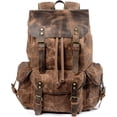 thumbnail image 1 of CAILDANL Leather Backpack for Men, Waxed Canvas Shoulder Rucksack Carry-On Travel Backpack, 1 of 7