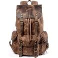 thumbnail image 1 of CAILDANL Leather Backpack for Men, Waxed Canvas Shoulder Rucksack Carry-On Travel Backpack, 1 of 9