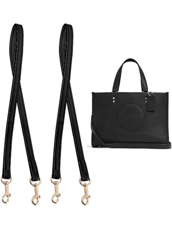 Leather Purse Strap Replacement Shoulder Straps Bag for Dempsey Tote Handbag 2 Pcs (Black)