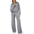 thumbnail image 1 of CAILDANL Lounge Sets For Women 2025 Half Zip Sweatshirt And Wide Leg Sweatpant 2 Piece Outfits Sweatsuit Tracksuit, 1 of 2