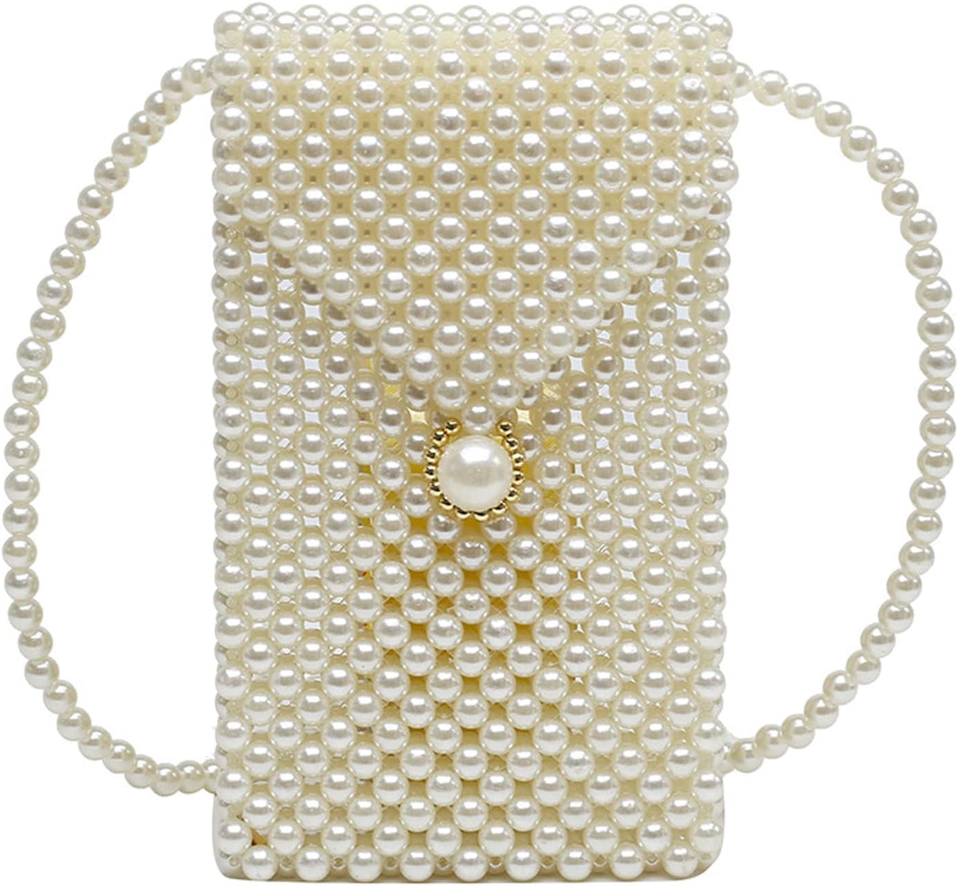 CAILDANL Luxury Pearl Bag Chain Bag Purse Shoulder Bag for Women,Artificial Pearl Clutch Crossbody Beaded Evening Bag for Party