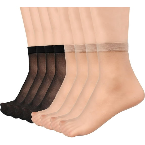 CAILDANL Mary 12 Pairs Womens Sheer Ankle Socks Nude Stocking Summer Ultra Thin Cool See Through Silk Socks for Women