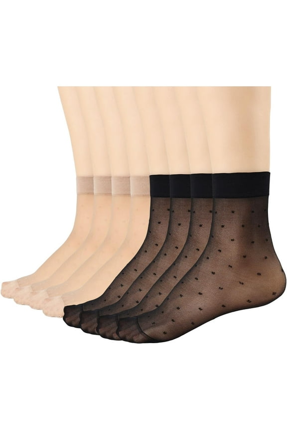 Mary 12 Pairs Womens Sheer Ankle Socks Nude Stocking Summer Ultra Thin Cool See Through Silk Socks for Women