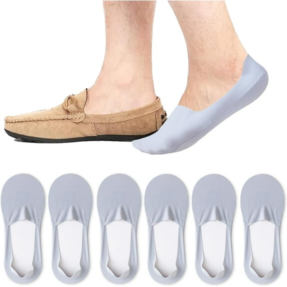 CAILDANL Men Thin No Show Socks for Loafer, Invisible Low Cut Liners No See Non Slip Sock 6 Pairs