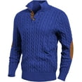 thumbnail image 1 of CAILDANL Men's Cable Knit Pullover Sweater Casual Long Sleeve Stand Collar Button Knitted Sweaters, 1 of 2