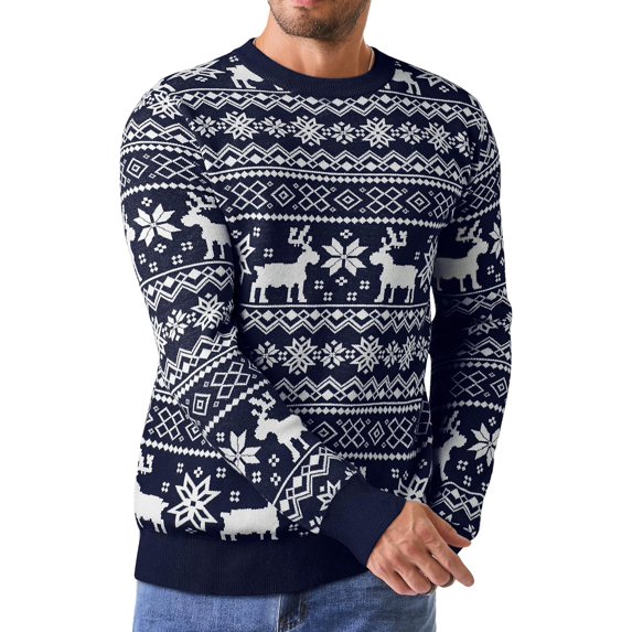CAILDANL Men's Crewneck Pullover Sweater Waffle Textured Knitted Sweaters Casual Loose Fit Sweaters with Ribbing Edge