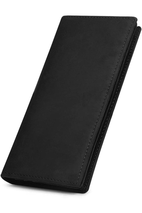 Men's Vintage Genuine Leather Long Wallet for Checkbook Credit Cards