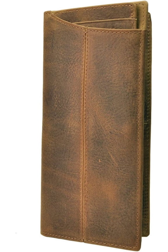 Mens Genuine Leather Bifold Wallet Organizer Checkbook Card Case(0 1019 A Coffee)