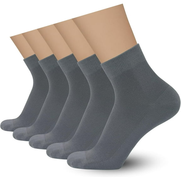 CAILDANL Mens Rayon Bamboo Ankle Breathable Socks Thin Quarter Athletic Comfortable Casual Mesh Socks 5 Pairs