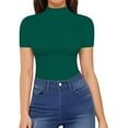 thumbnail image 1 of CAILDANL Mock Neck Tops for Women Basic Short Sleeve Tight Summer Sexy Dressy Casual Summer T-Shirts, 1 of 7