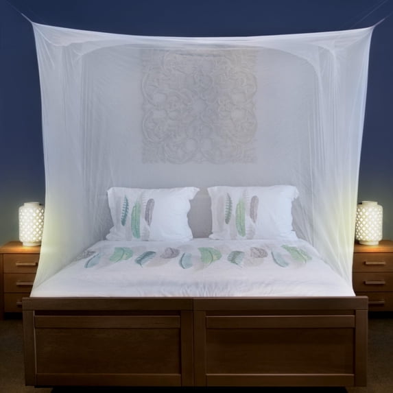 CAILDANL Mosquito Net for Single to King-Sized Beds – 2 Side Openings & 6 Hanging Loops – Decorative Rectangular Shape for Home & Travel – Bed Canopy Hanging Kit &
